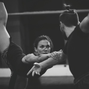 Janessa Dufty and Petros Treklis in rehearsal for Sydney Dance Company's "Frame of Mind". Photo by Peter Greig.